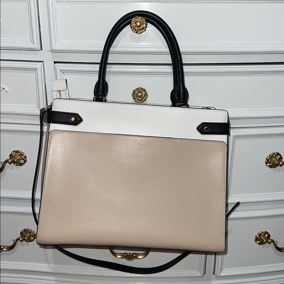 Kate Spade New York Staci Black and Cream Saffiano Leather Bag With Strap - Picture 3 of 6